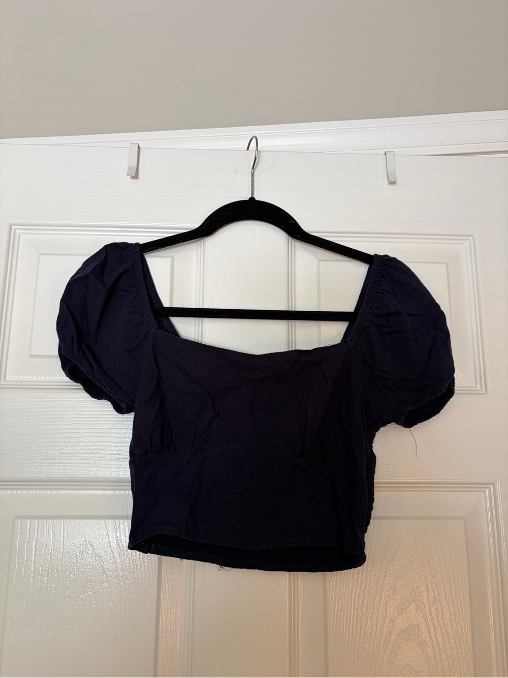 PacSun Women's Puff Sleeve Square Neck Crop Top - Black